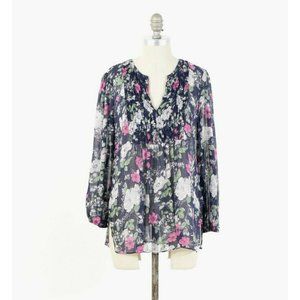 Joie Sheer Silk Chiffon Floral Peasant Blouse
